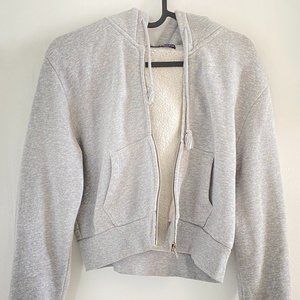 Gray Brandy Melville Cropped Zip Up Sweater